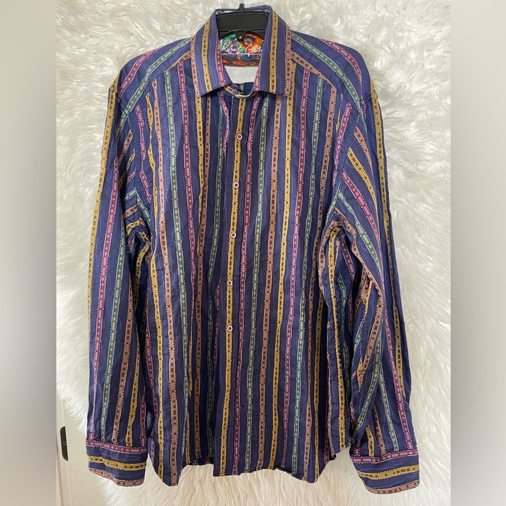 Robert Graham Men’s Long Sleeve Striped Button Down Shirt. Size 2XL